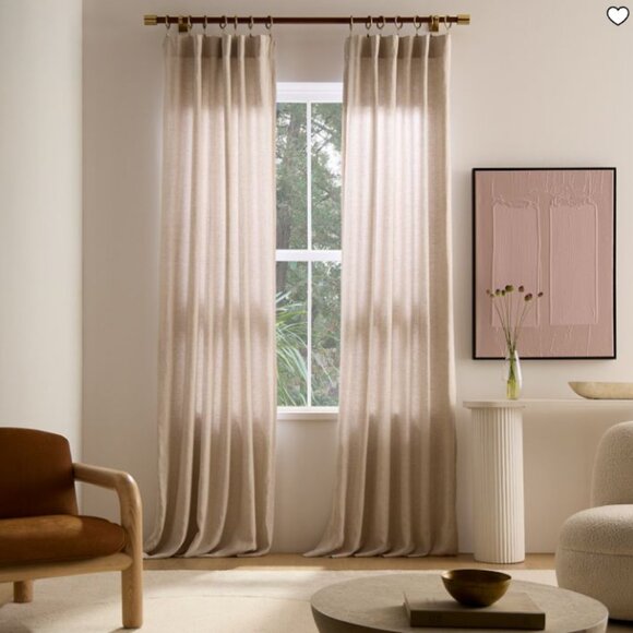 West Elm European Flax Linen Blackout Curtains Set of 2 Panels Natural 48x108 - Picture 1 of 7